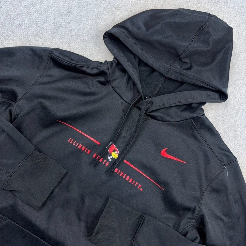 Illinois State Redbirds Hoodie Men Medium Black Nike Dri Fit Sweatshirt Hooded